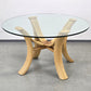MID CENTURY GLASTISCH RUND Holz Glas 120d Vintage  Esstisch