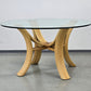MID CENTURY GLASTISCH RUND Holz Glas 120d Vintage  Esstisch
