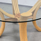 MID CENTURY GLASTISCH RUND Holz Glas 120d Vintage  Esstisch