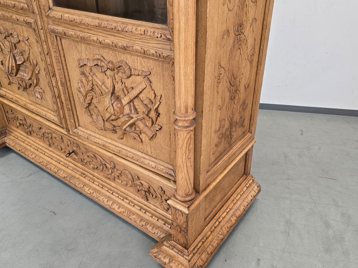 VITRINESCHRANK EICHE Antik Bibliothek Schrank Gründerzeit Vitrine