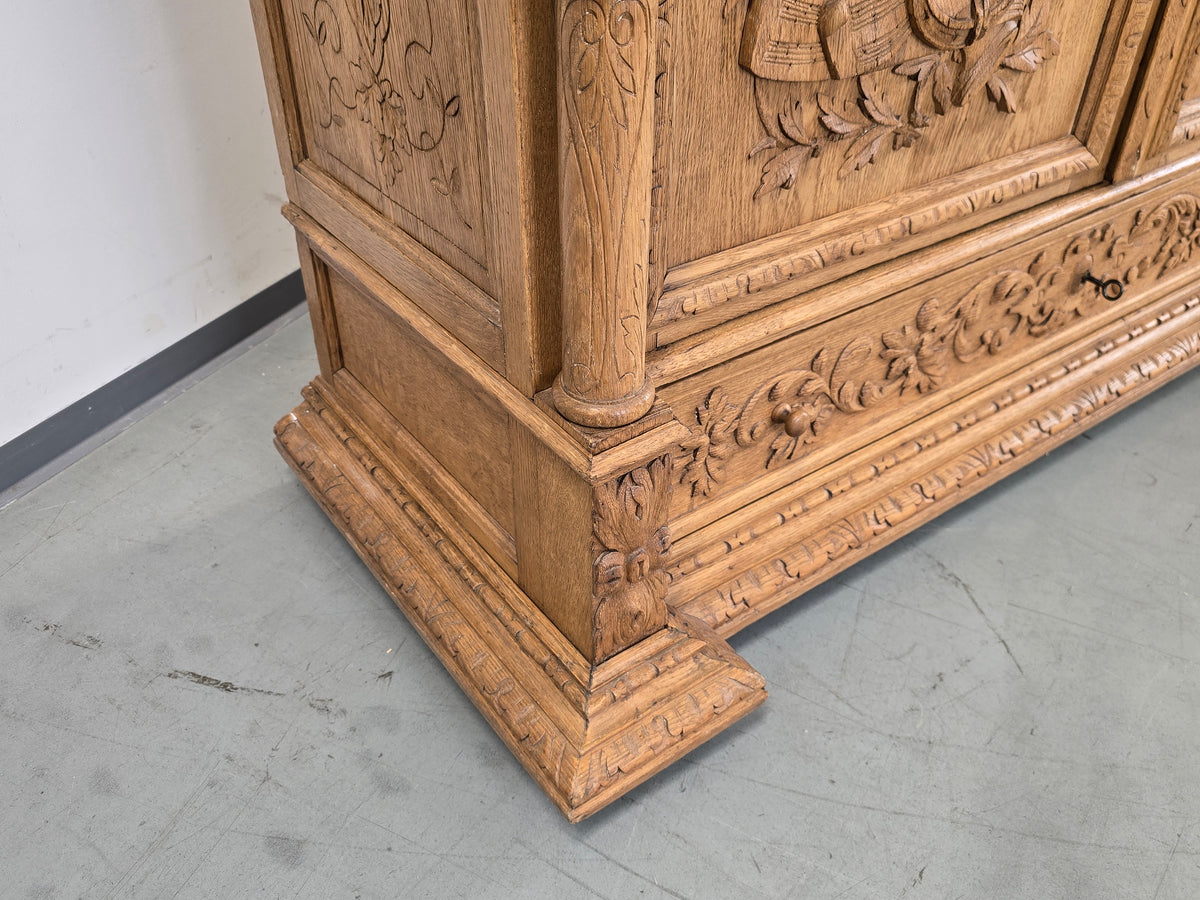 VITRINESCHRANK EICHE Antik Bibliothek Schrank Gründerzeit Vitrine