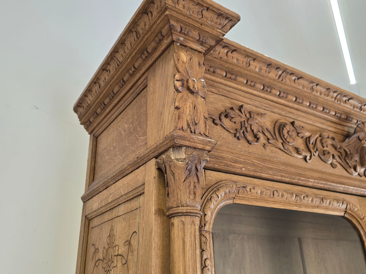 VITRINESCHRANK EICHE Antik Bibliothek Schrank Gründerzeit Vitrine