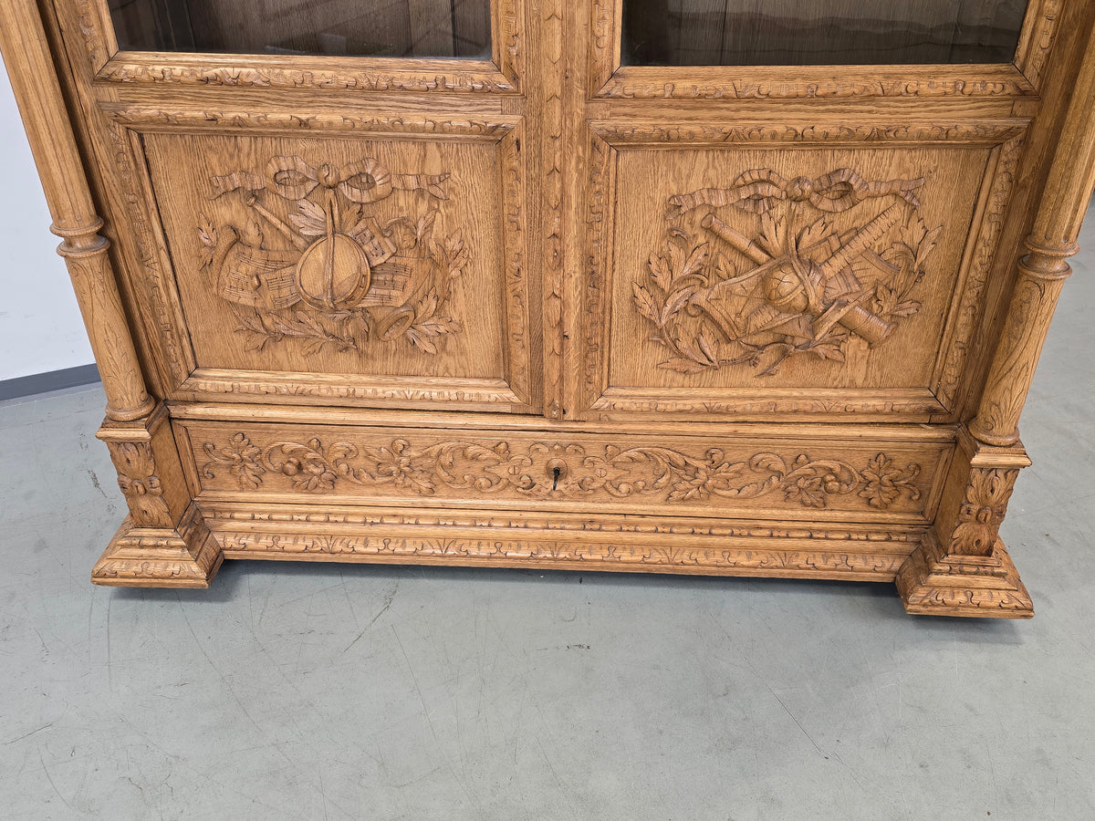 VITRINESCHRANK EICHE Antik Bibliothek Schrank Gründerzeit Vitrine