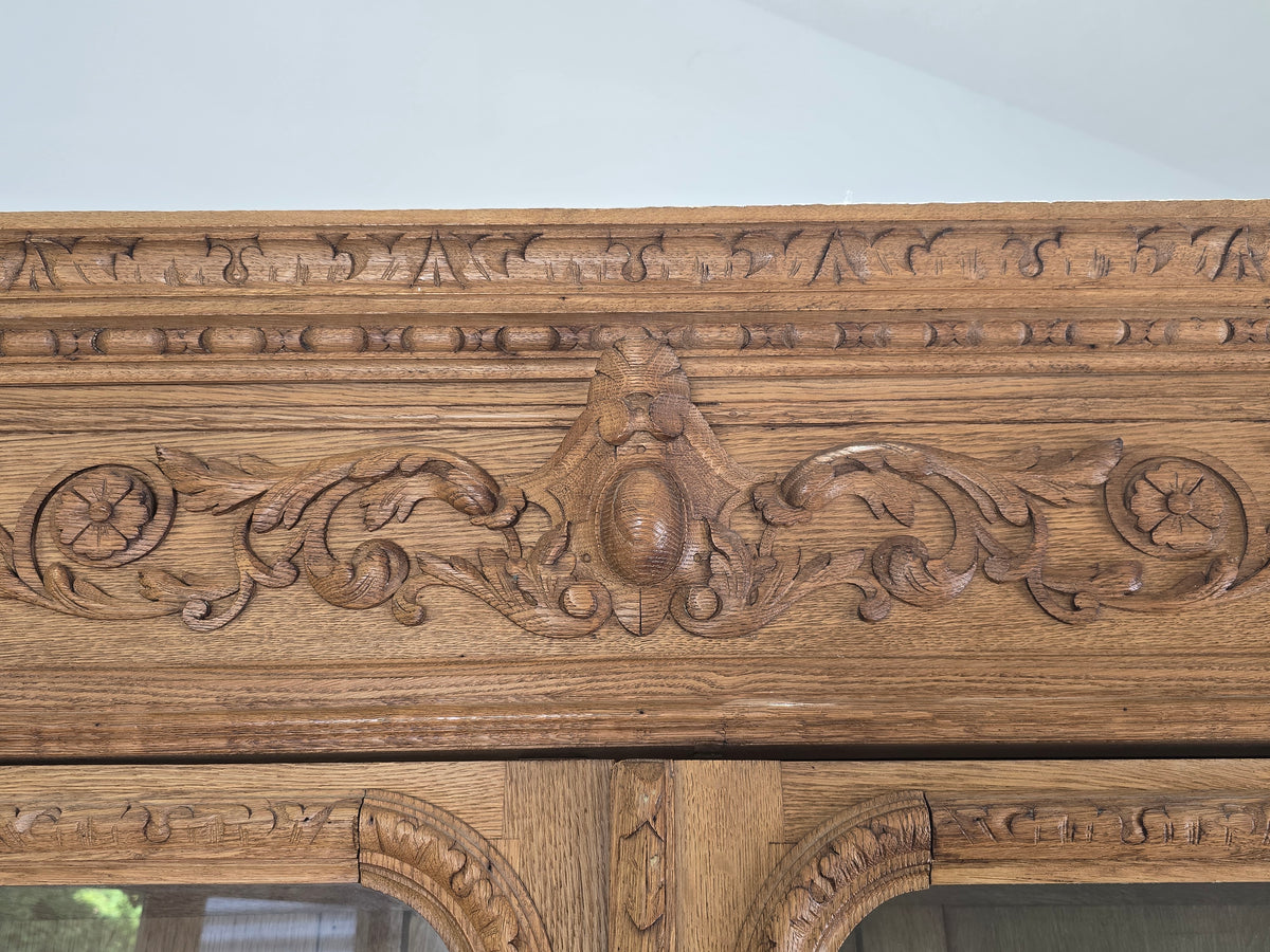 VITRINESCHRANK EICHE Antik Bibliothek Schrank Gründerzeit Vitrine