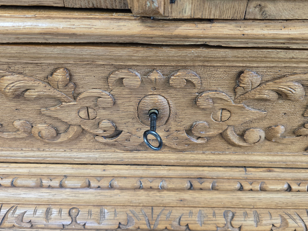 VITRINESCHRANK EICHE Antik Bibliothek Schrank Gründerzeit Vitrine