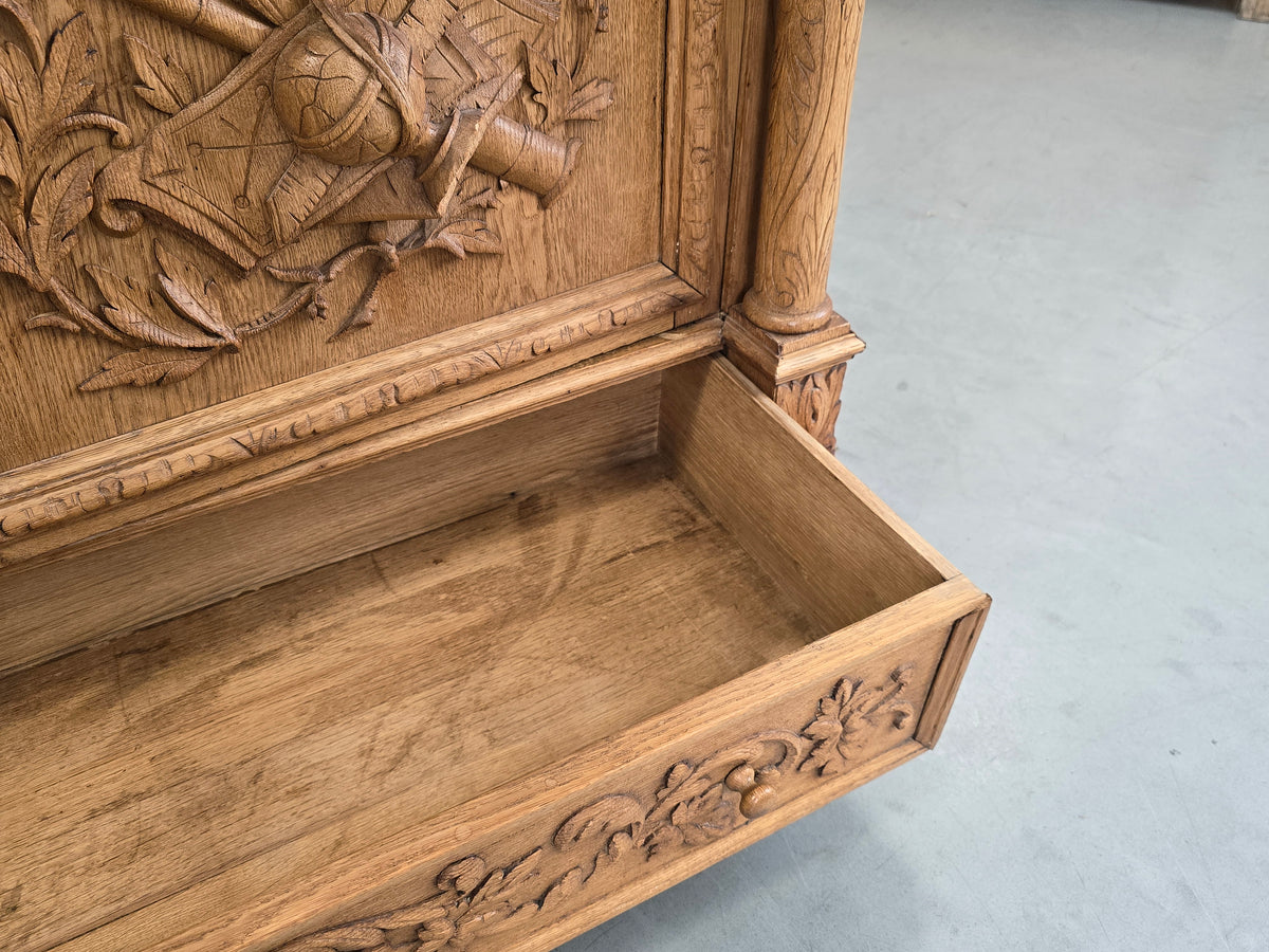 VITRINESCHRANK EICHE Antik Bibliothek Schrank Gründerzeit Vitrine