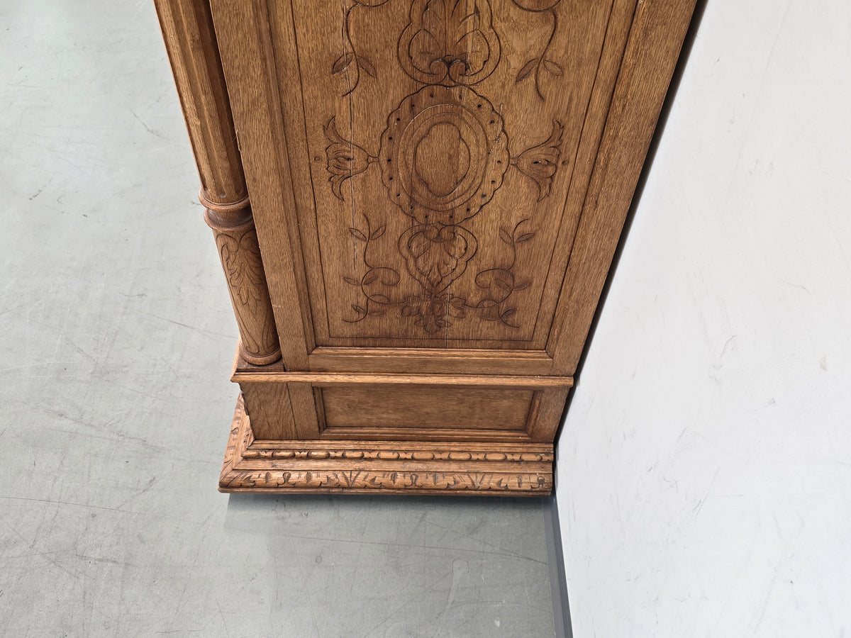 VITRINESCHRANK EICHE Antik Bibliothek Schrank Gründerzeit Vitrine