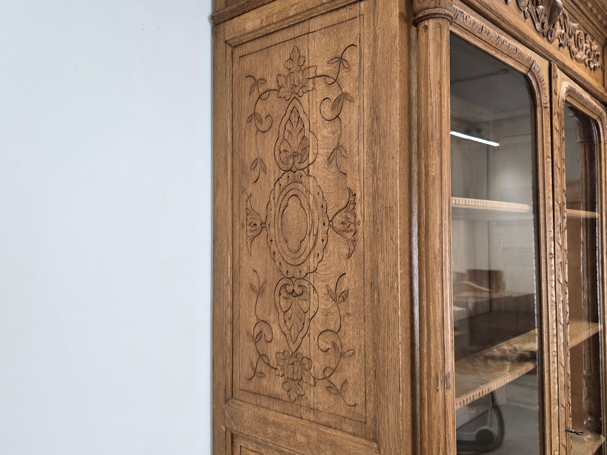 VITRINESCHRANK EICHE Antik Bibliothek Schrank Gründerzeit Vitrine