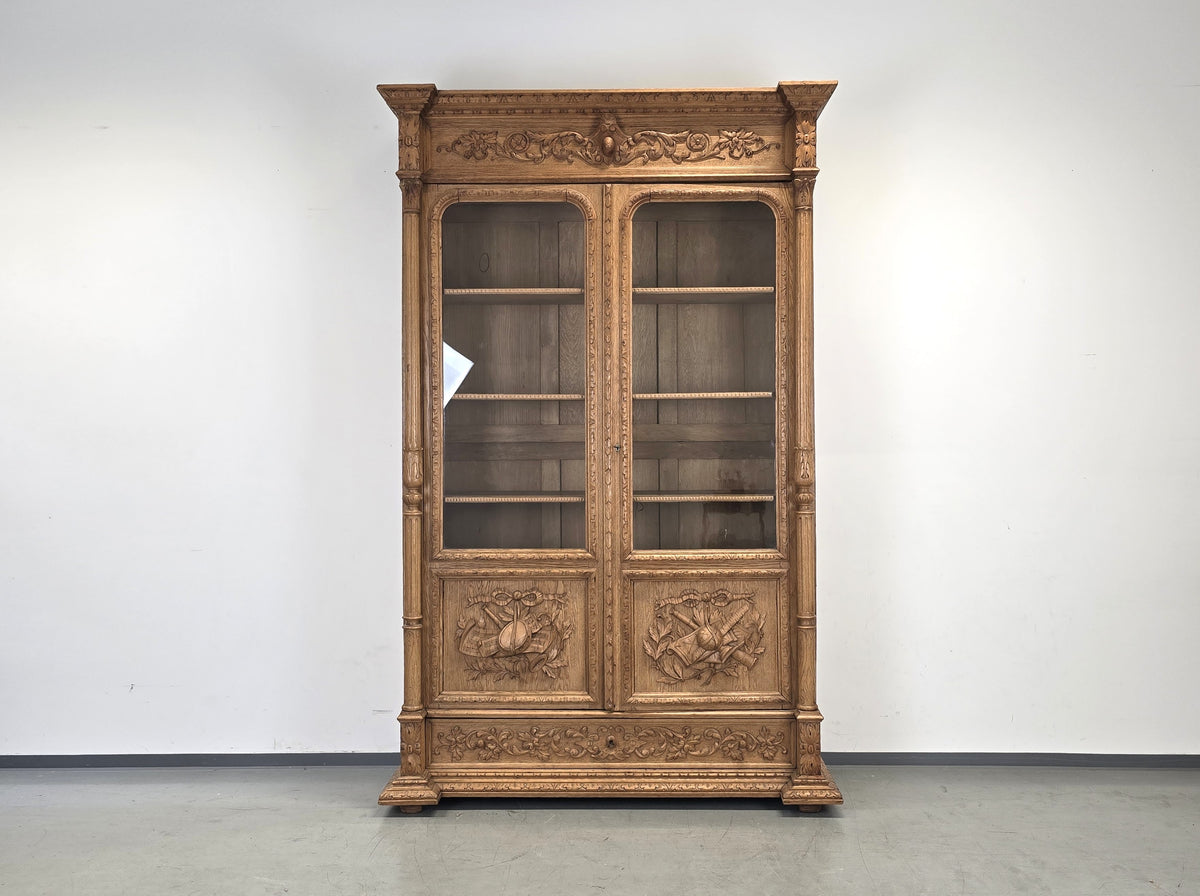 VITRINESCHRANK EICHE Antik Bibliothek Schrank Gründerzeit Vitrine