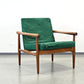 GLOSTRUP SESSEL Teak Denmark Mid Century grün Armchair Holz 1960s