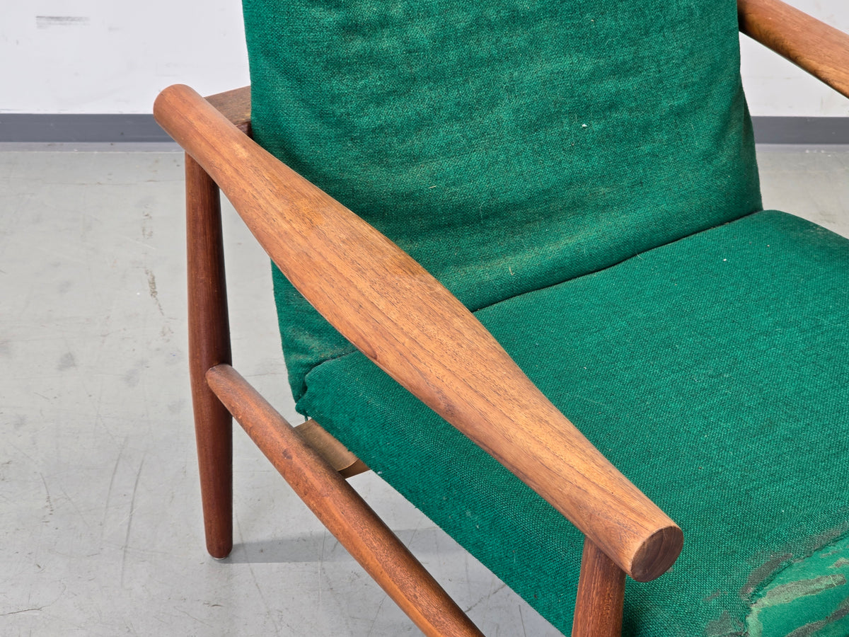 GLOSTRUP SESSEL Teak Denmark Mid Century grün Armchair Holz 1960s