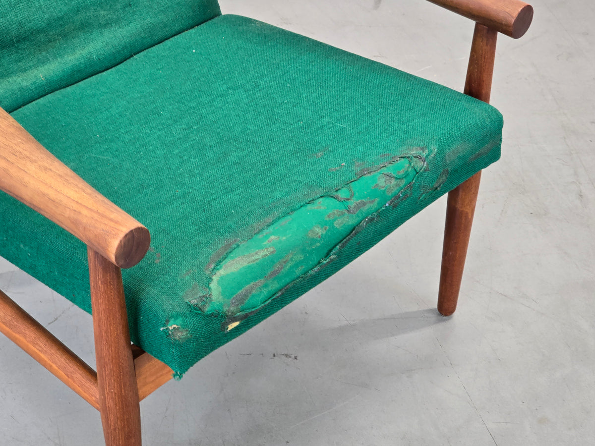 GLOSTRUP SESSEL Teak Denmark Mid Century grün Armchair Holz 1960s
