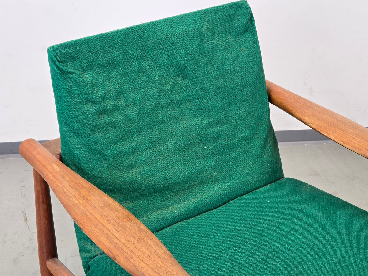 GLOSTRUP SESSEL Teak Denmark Mid Century grün Armchair Holz 1960s
