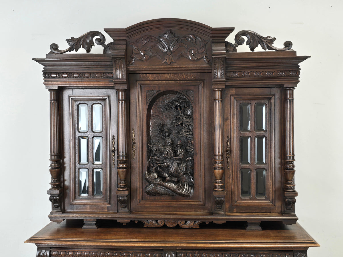 BUFFET SCHRANK Gründerzeit Antik Vitrine Kredenz Eiche Anrichte Vintage
