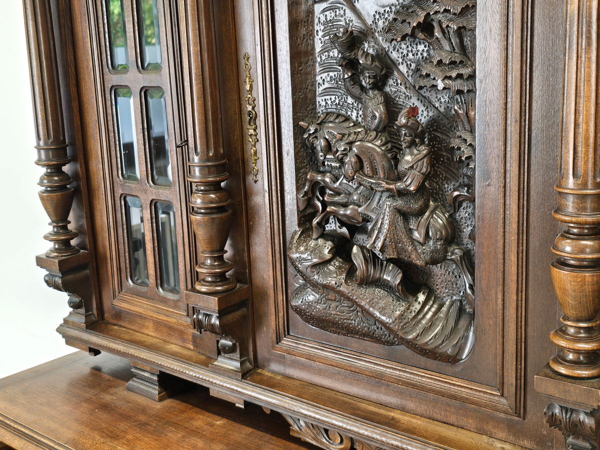 BUFFET SCHRANK Gründerzeit Antik Vitrine Kredenz Eiche Anrichte Vintage