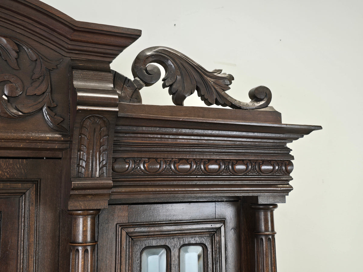 BUFFET SCHRANK Gründerzeit Antik Vitrine Kredenz Eiche Anrichte Vintage