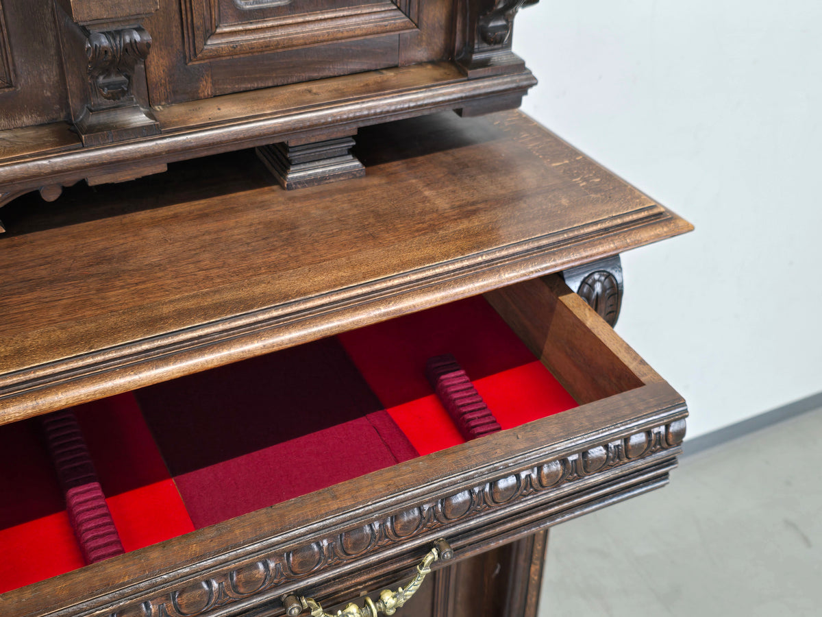BUFFET SCHRANK Gründerzeit Antik Vitrine Kredenz Eiche Anrichte Vintage