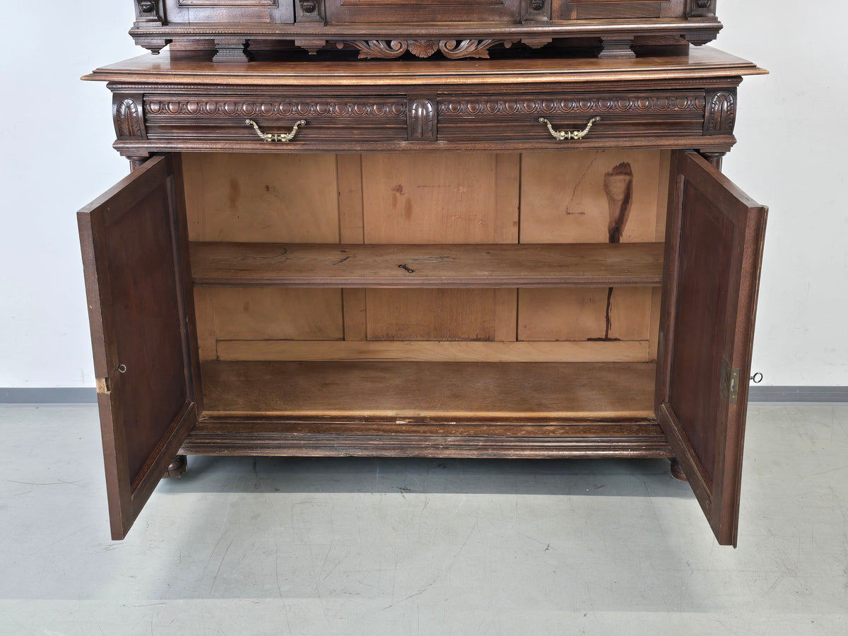 BUFFET SCHRANK Gründerzeit Antik Vitrine Kredenz Eiche Anrichte Vintage