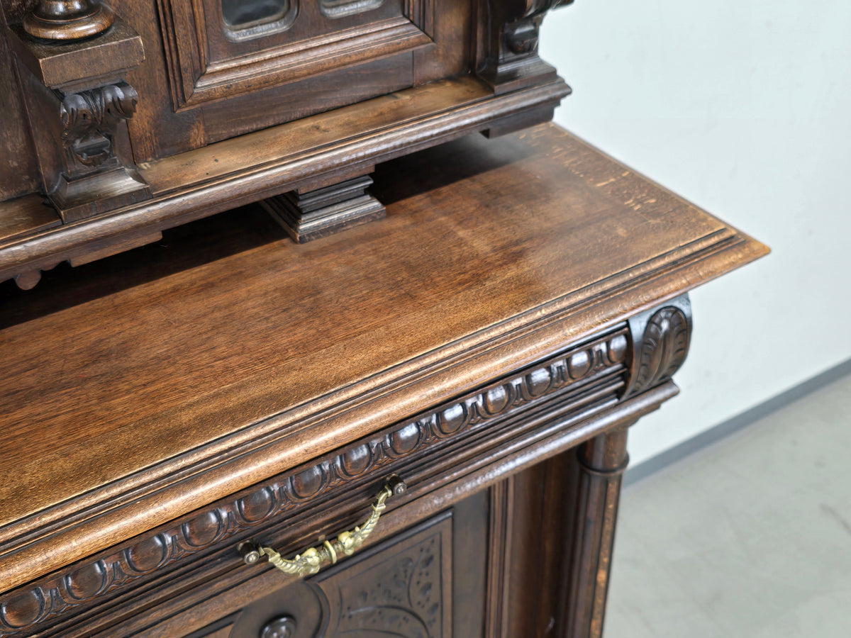 BUFFET SCHRANK Gründerzeit Antik Vitrine Kredenz Eiche Anrichte Vintage