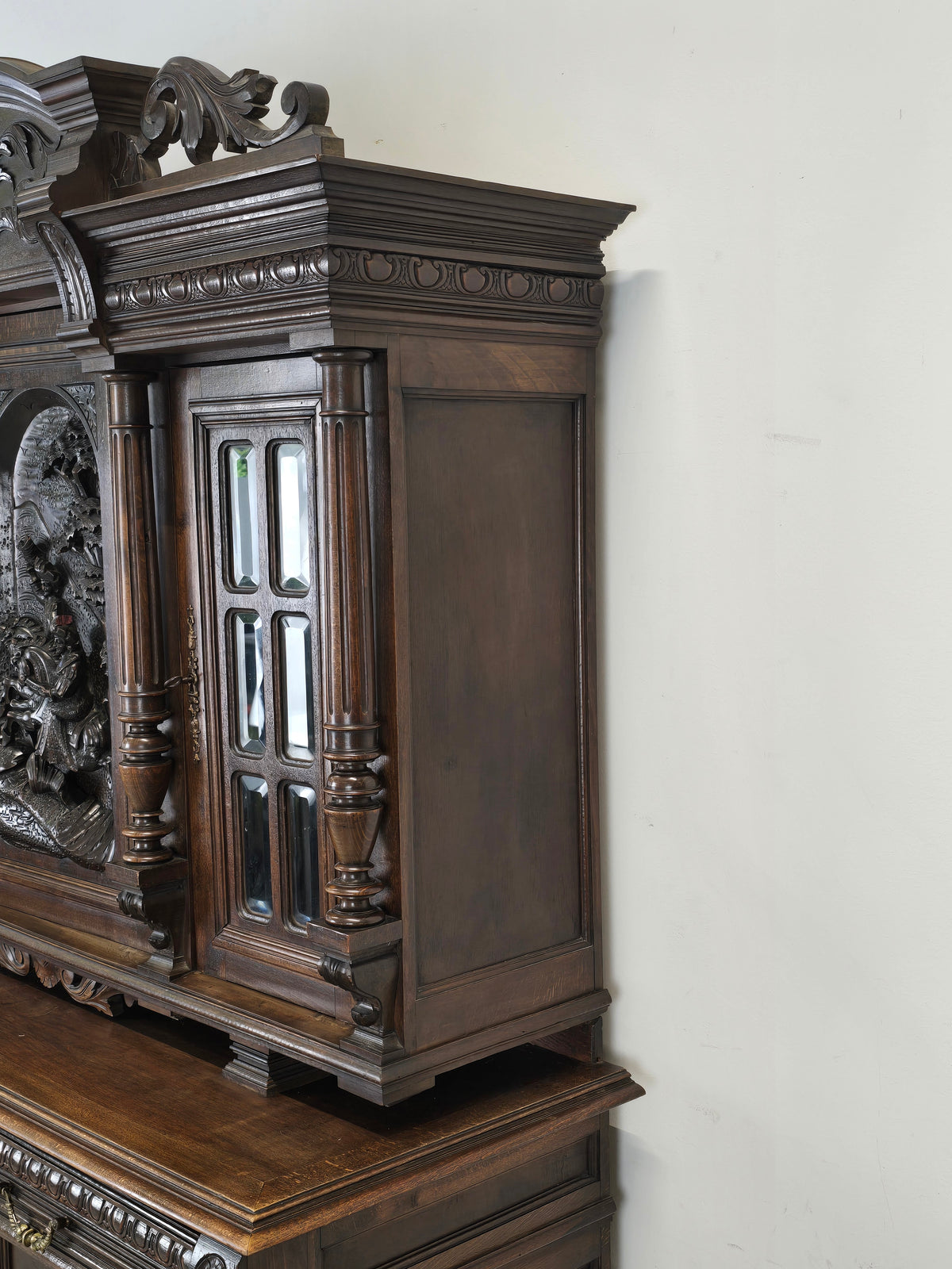 BUFFET SCHRANK Gründerzeit Antik Vitrine Kredenz Eiche Anrichte Vintage