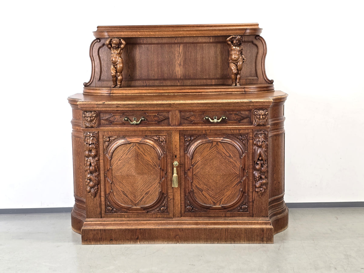 ANTIKE ANRICHTE Buffet Kredenz Neobarock Eiche Schrank Putti Kommode