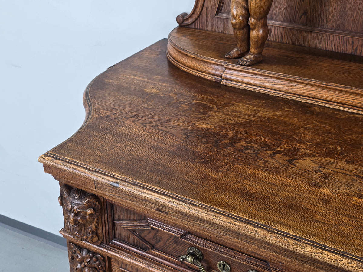 ANTIKE ANRICHTE Buffet Kredenz Neobarock Eiche Schrank Putti Kommode
