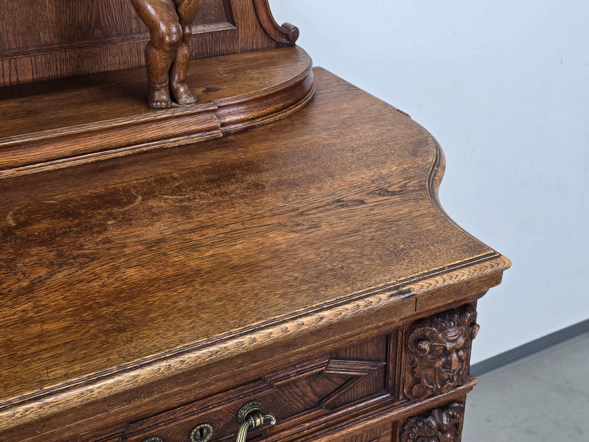ANTIKE ANRICHTE Buffet Kredenz Neobarock Eiche Schrank Putti Kommode