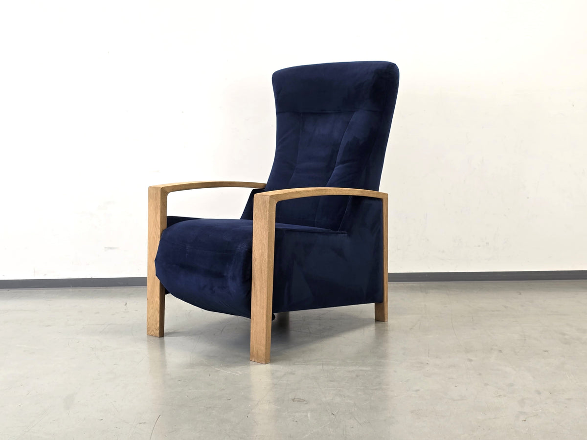 RELAXSESSEL SESSEL TV Sessel Liegesessel Blau Eiche Holz Ruhesessel
