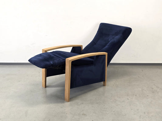 RELAXSESSEL SESSEL TV Sessel Liegesessel Blau Eiche Holz Ruhesessel