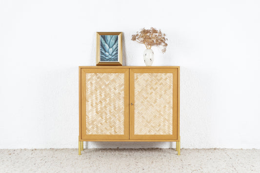 Kommode Vintage Holz Eiche WK Möbel Sideboard geflecht