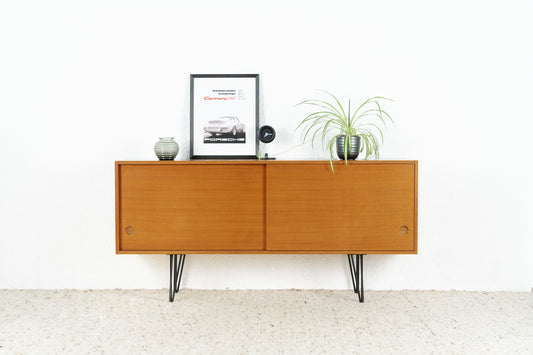 Mid Century Sideboard Schiebetüren Holz Nuss Vintage