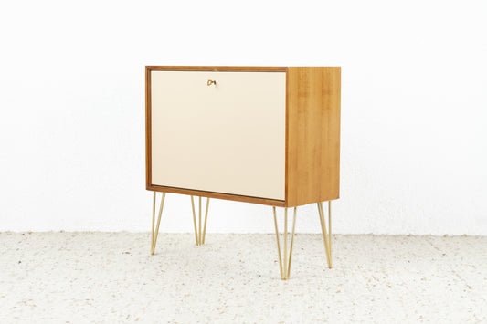 Lothar Wegner Vintage Kommode Minibar Holz Nuss Beige