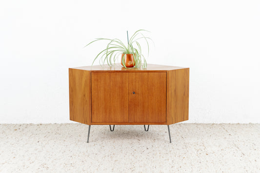 Vintage Eckkommode Holz Eckschrank Danish Teak 60s