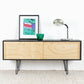 Sideboard Schwarz Holz Vintage Design Tv Kommode Schiebetüren Recyclingmaterial