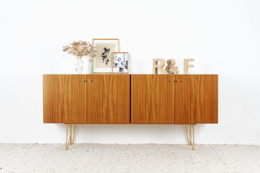 Vintage Sideboard Highboard Kommode Holz Nuss Mid Century Teak 1960er