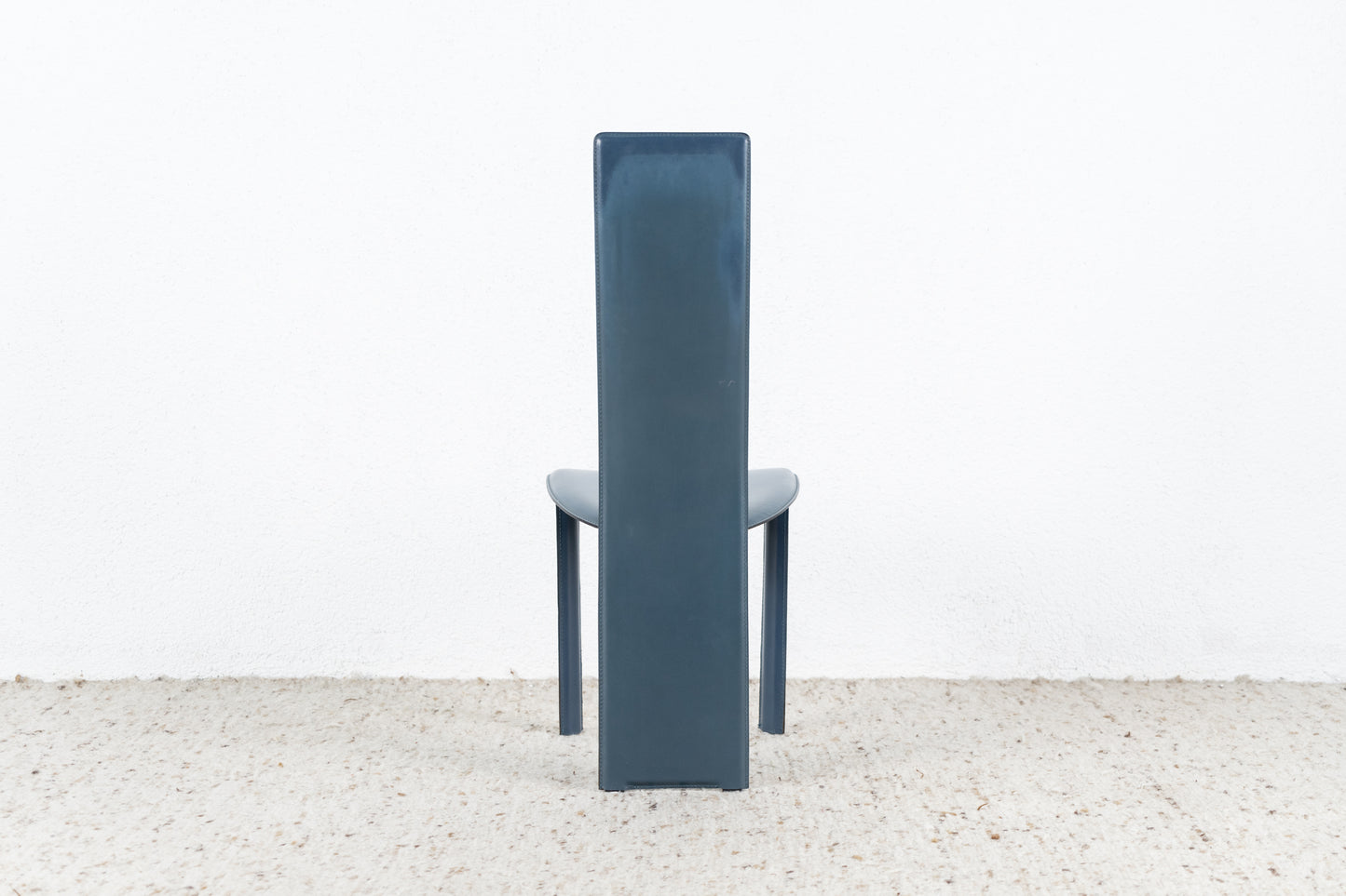 Italienischer Designer Vintage Stuhl Leder Blau Esszimmer Italy Petrol