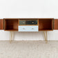 Mid Century 60s Designer Sideboard Vintage Kommode Holz Gold Schubladen 1960er