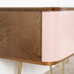 Mid Century 60s Designer Sideboard Vintage Kommode Holz Gold Schubladen 1960er