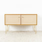 GERO Vintage Kommode Sideboard Holz Nuss Creme Gold Mid Century 60s 1960 Tv Lowboard