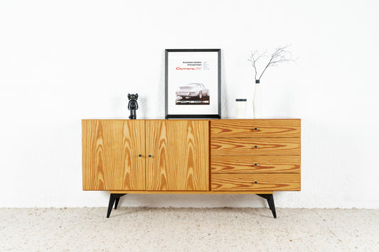 Vintage Sideboard Kommode Holz Schubladen Schwarz Tv