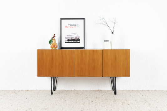 Vintage Sideboard Kommode Mid Century Holz Nuss 1960er 60s Schwarz