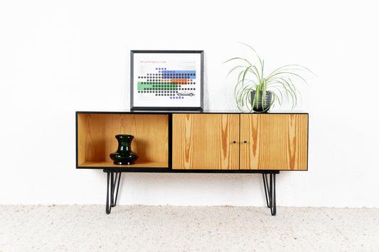 Vintage Sideboard Kommode Regal Holz Schwarz Tv Board Schwarz Upcycling