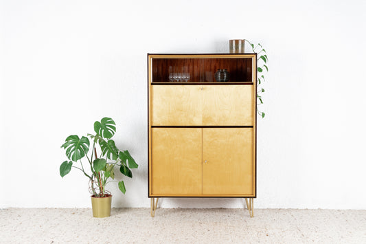 Vintage Schrank Sekretär Holz DDR 1960er 60s Kommode Minibar Mid Century