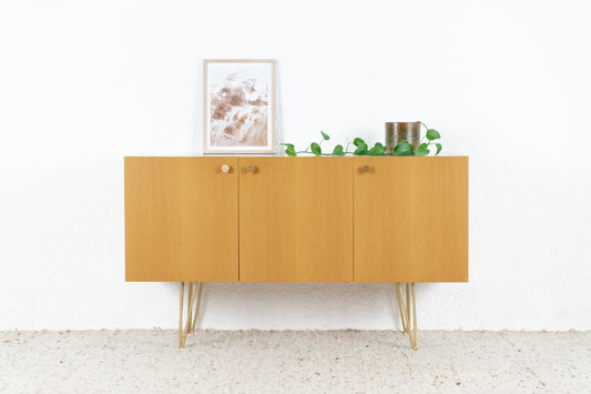 Vintage Sideboard Kommode Mid Century Holz Eiche Skandi Pastell Salbei