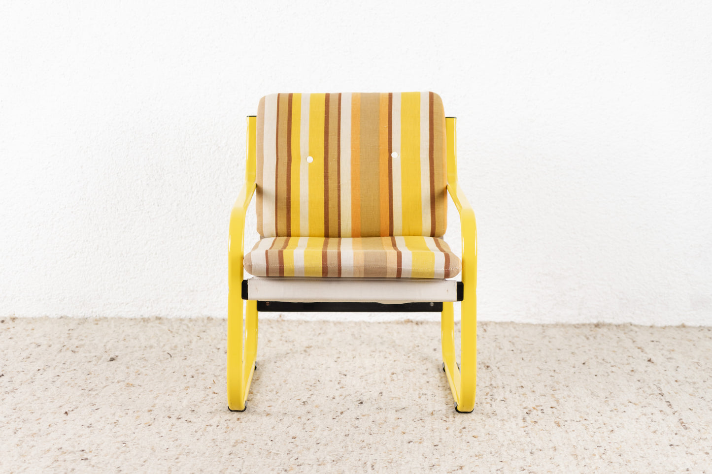 Sessel 1 von 2 Freischwinger Mid Century Gelb Vintage gestreift