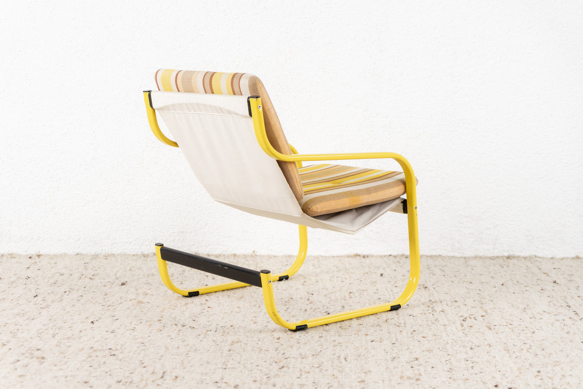 Sessel 1 von 2 Freischwinger Mid Century Gelb Vintage gestreift