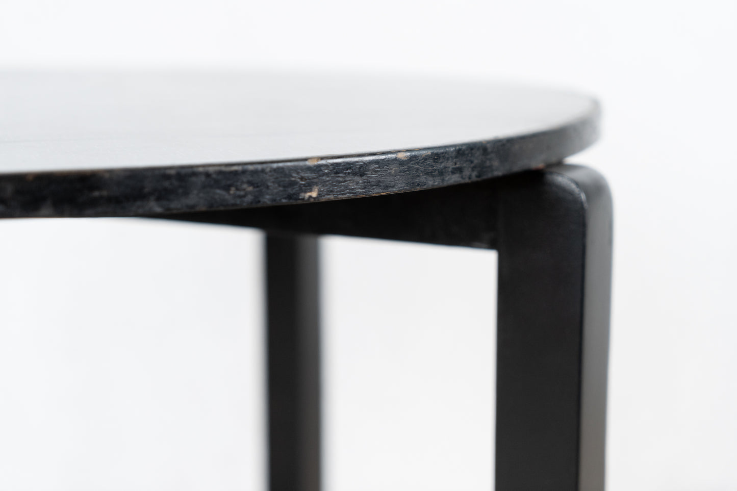 Vintage Beistelltisch Couchtisch Tisch Schwarz Rund Muster Retor Coffetable 60s