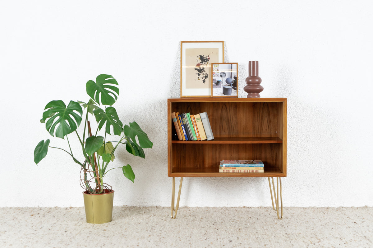 Vintage Regal Sideboard Kommode Bücherregal Holz Nuss Mid Century