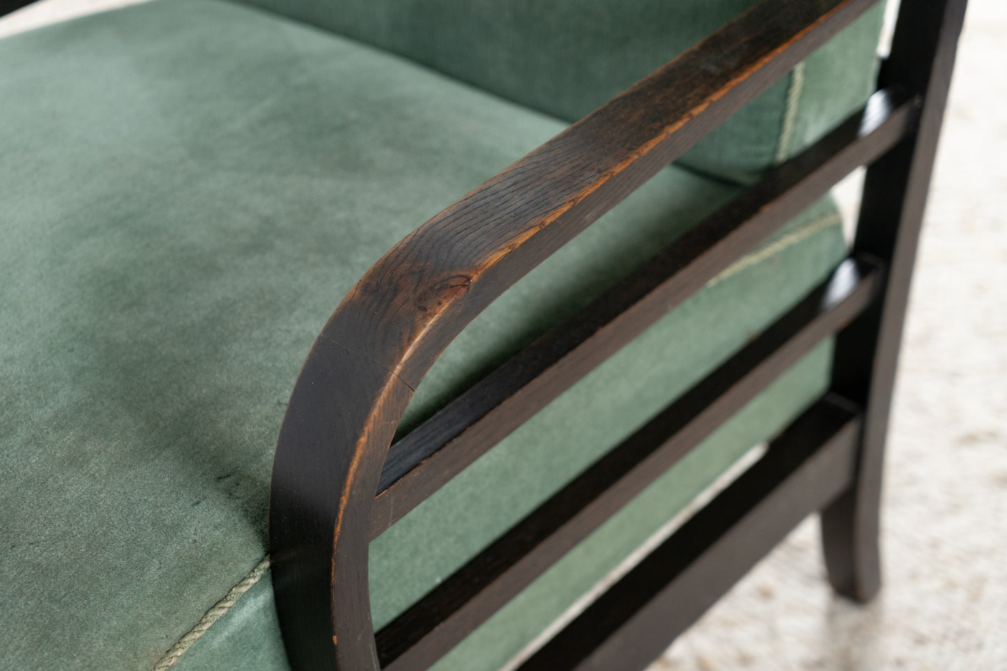 1 von 2 Vintage Sessel Holz Grün Samt Stuhl 60er Armchair
