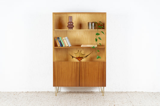 Vintage Schrank Regal Holz Nuss Mid Century Bücherregal Kleiderschrank